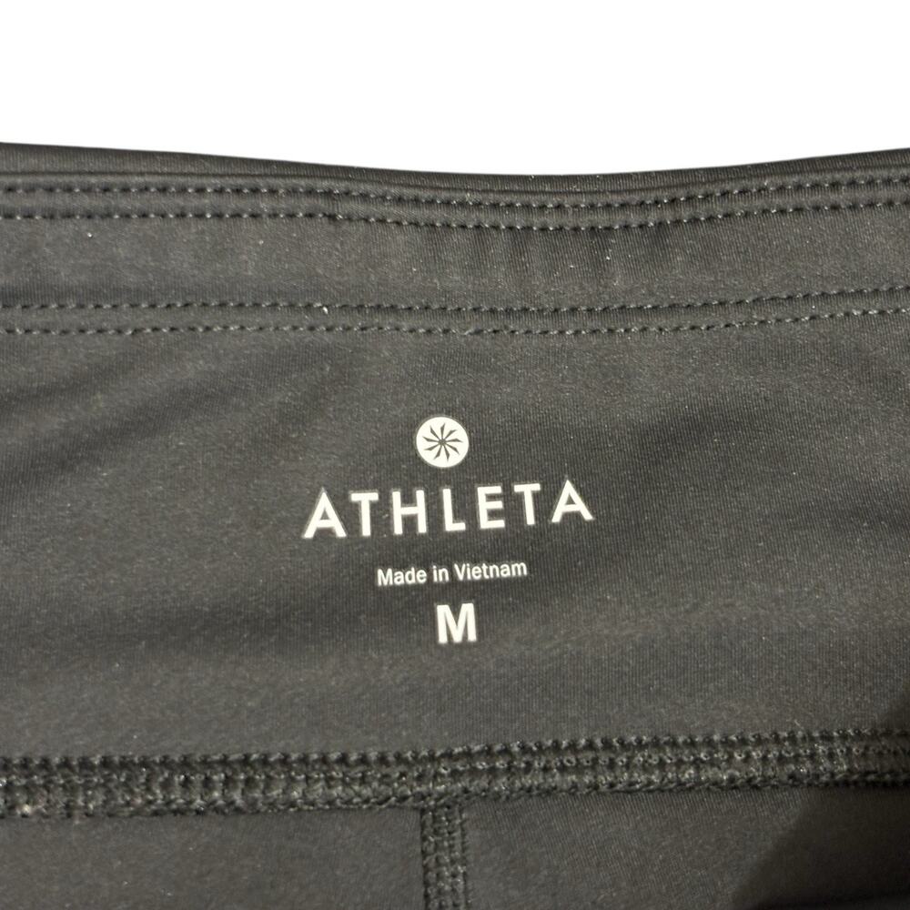 Athleta Leggings Sz M Black Full Length Silver Shine Stripe Sonar 347988 - Picture 7 of 12